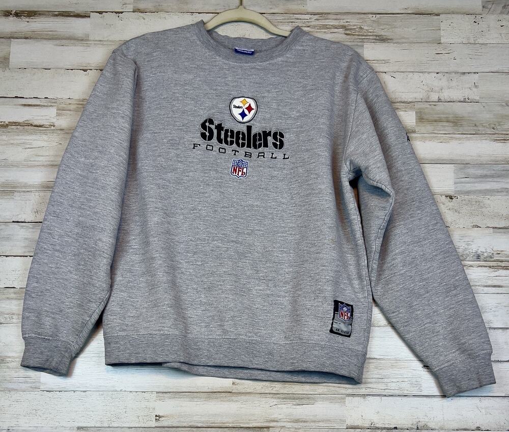 Vintage Reebok Pittsburgh Steelers NFL Crewneck Sweatshirt Gray Mens S Y2K